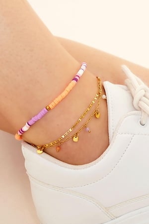 Cavigliera doppia catena con charms Gold Stainless Steel h5 Immagine3